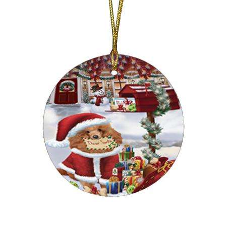 Poodle Dog Dear Santa Letter Christmas Holiday Mailbox Round Flat Christmas Ornament RFPOR53911