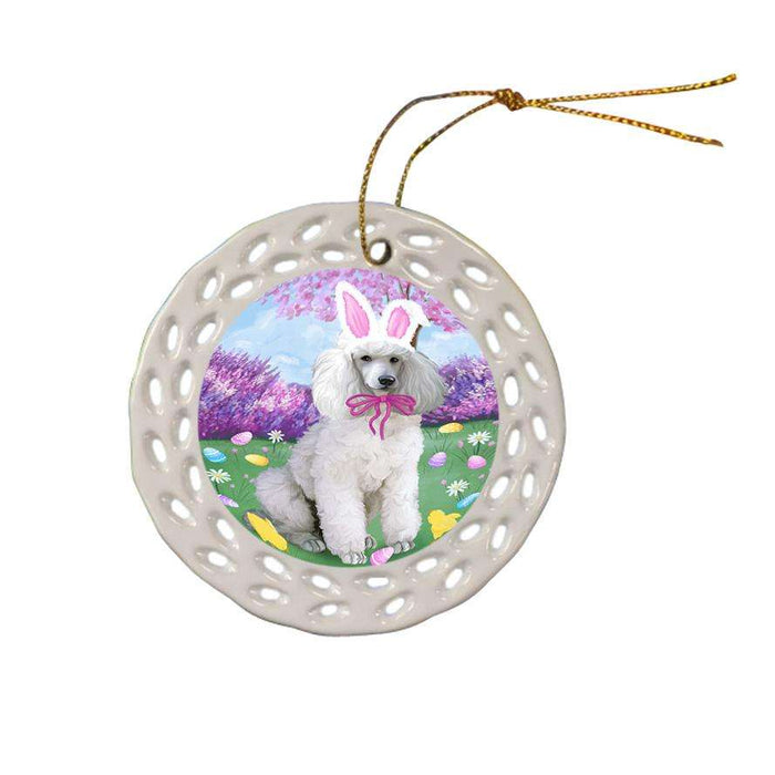 Poodle Dog Easter Holiday Ceramic Doily Ornament DPOR49216