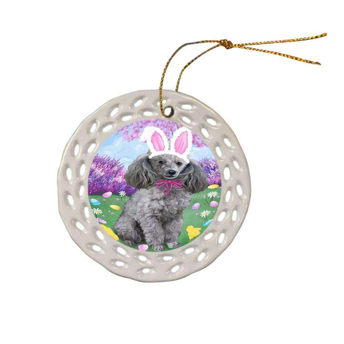 Poodle Dog Easter Holiday Ceramic Doily Ornament DPOR49218