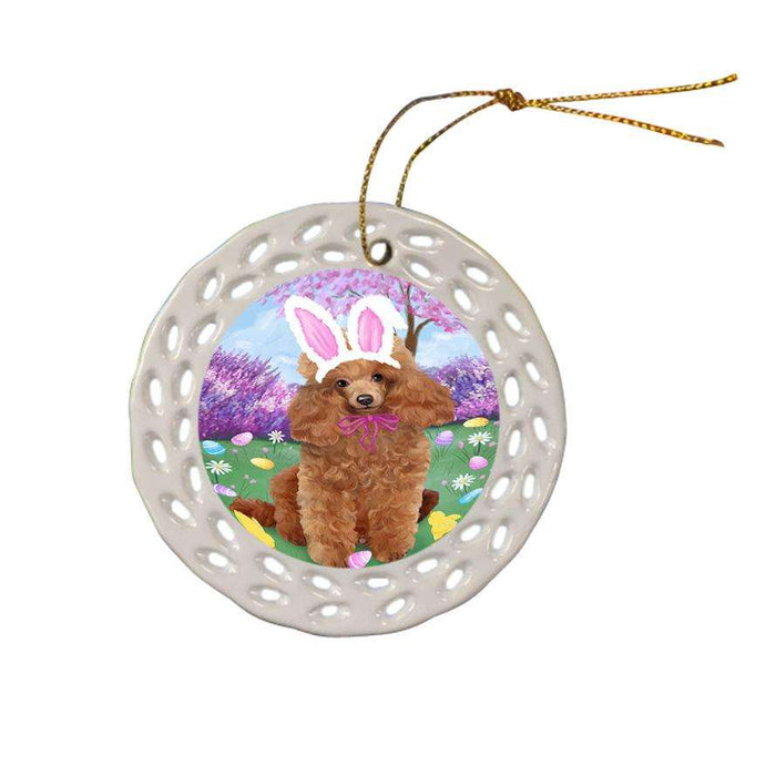 Poodle Dog Easter Holiday Ceramic Doily Ornament DPOR49219