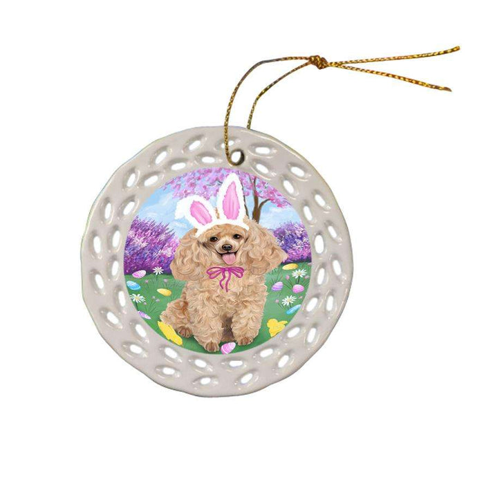 Poodle Dog Easter Holiday Ceramic Doily Ornament DPOR49220