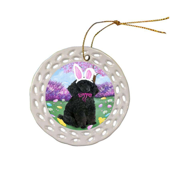 Poodle Dog Easter Holiday Ceramic Doily Ornament DPOR49221