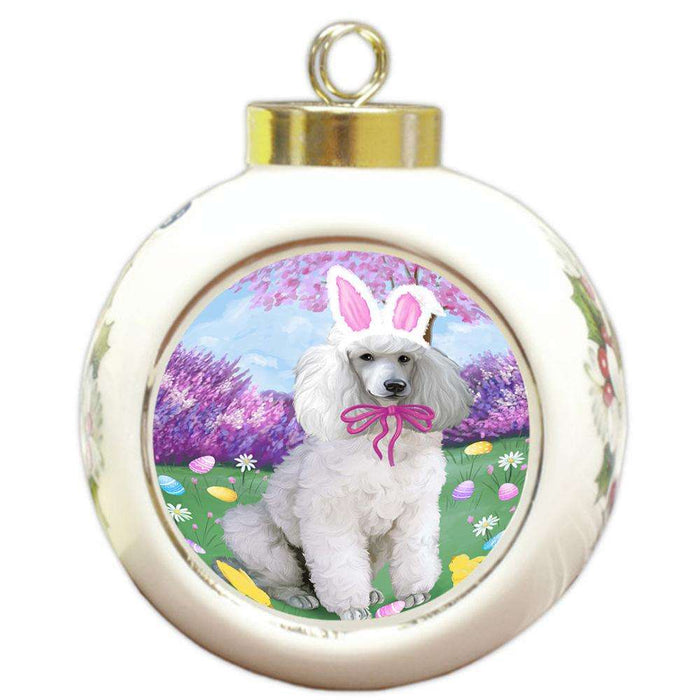 Poodle Dog Easter Holiday Round Ball Christmas Ornament RBPOR49216