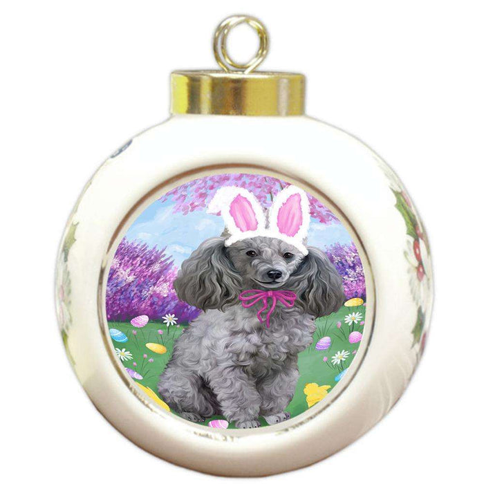 Poodle Dog Easter Holiday Round Ball Christmas Ornament RBPOR49218