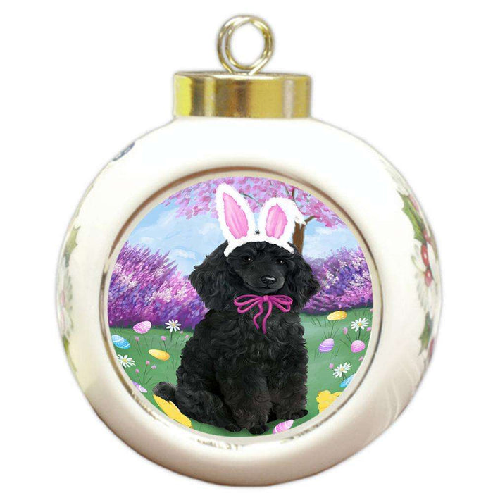 Poodle Dog Easter Holiday Round Ball Christmas Ornament RBPOR49221