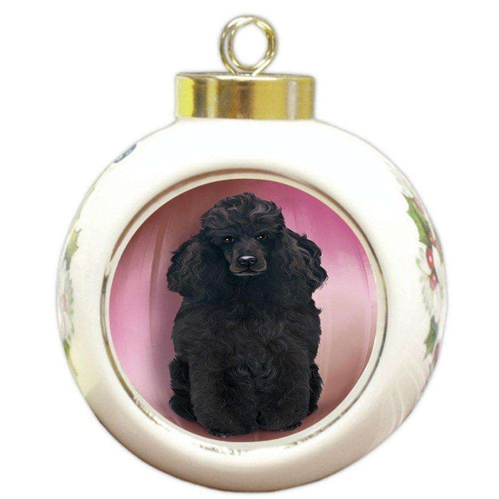 Poodle Dog Round Ball Christmas Ornament RBPOR48347