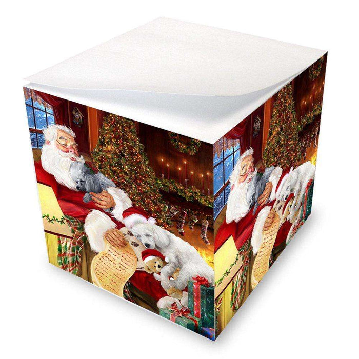 Poodle Dog with Puppies Sleeping with Santa Note Cube