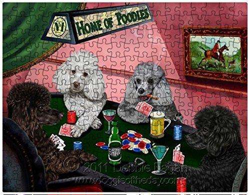 Poodle Dogs Playing Poker 500 Pc. Puzzle with Photo Tin