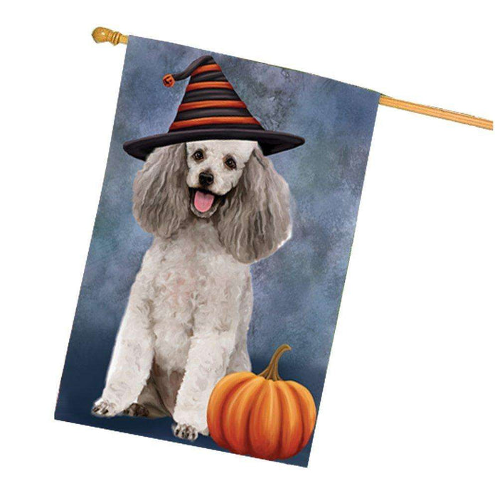 Poodle Grey Dog House Flag