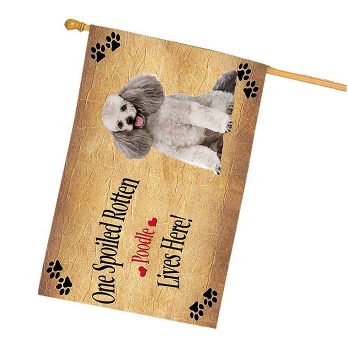 Poodle Grey Spoiled Rotten Dog House Flag