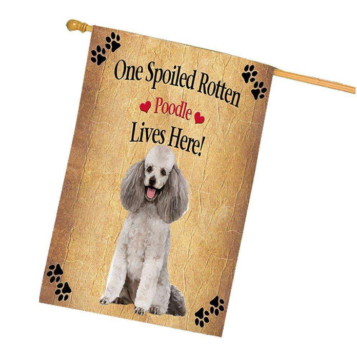 Poodle Grey Spoiled Rotten Dog House Flag