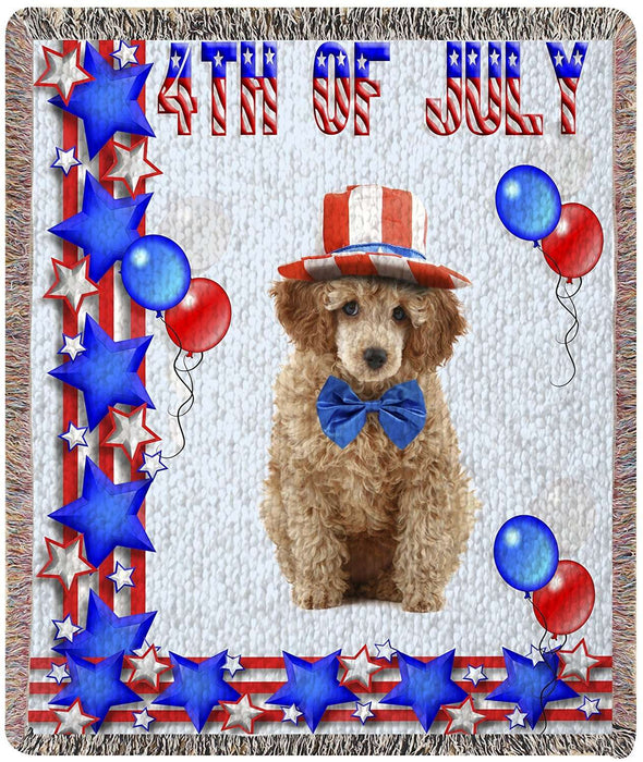 Poodle Patriotic Woven Throw Blanket 54 x 38