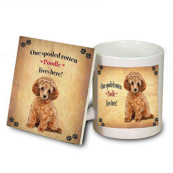 Poodle Portrait Spoiled Rotten Dog Coaster and Mug Combo Gift Set