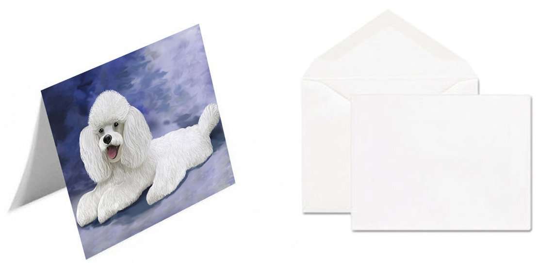 Poodle White Dog Handmade Artwork Assorted Pets Greeting Cards and Note Cards with Envelopes for All Occasions and Holiday Seasons