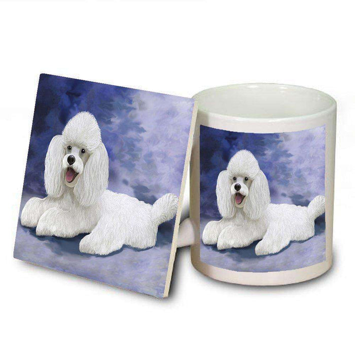 Poodle White Dog Mug and Coaster Set