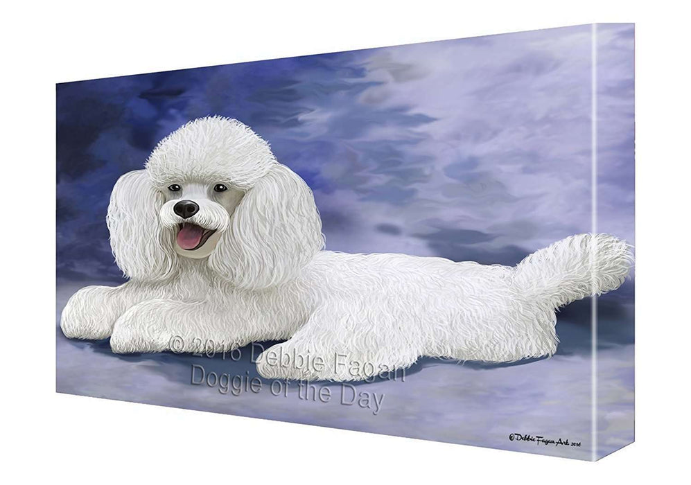 Poodle White Dog Painting Printed on Canvas Wall Art
