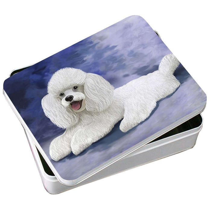 Poodle White Dog Photo Storage Tin
