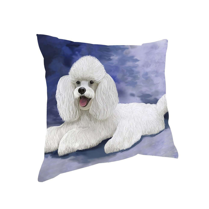 Poodle White Dog Throw Pillow