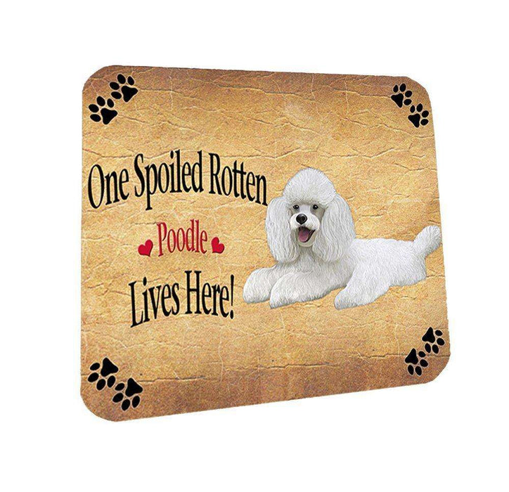 Poodle White Spoiled Rotten Dog Coasters Set of 4