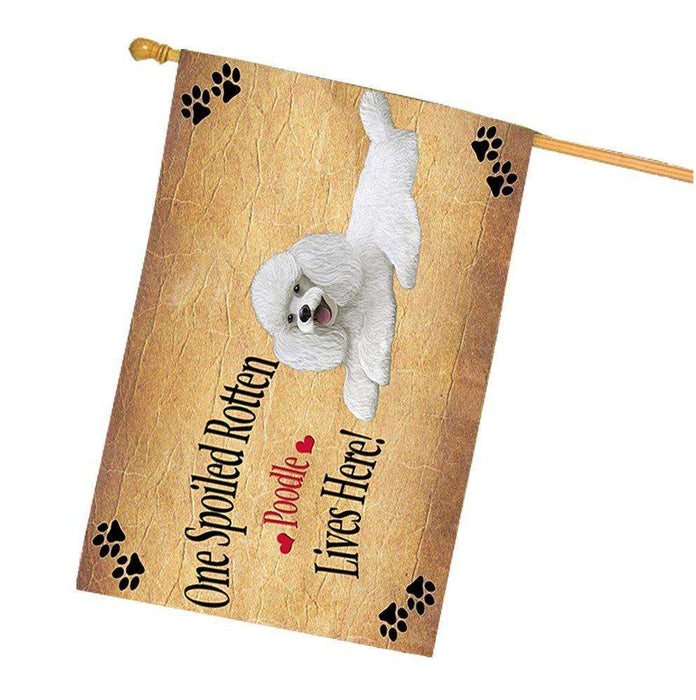 Poodle White Spoiled Rotten Dog House Flag