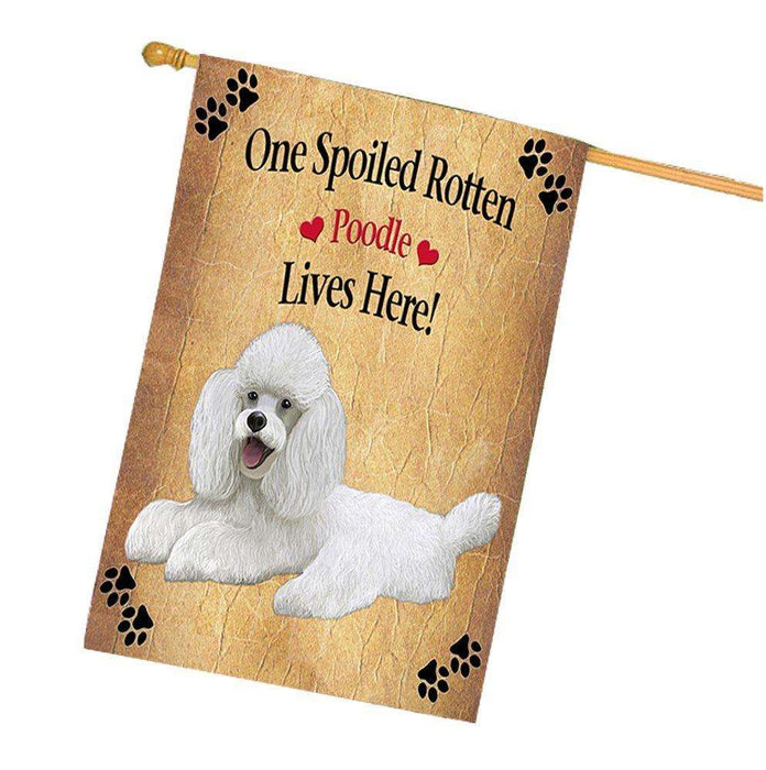 Poodle White Spoiled Rotten Dog House Flag