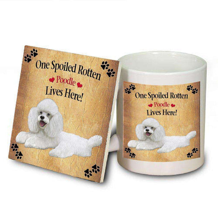 Poodle White Spoiled Rotten Dog Mug and Coaster Set