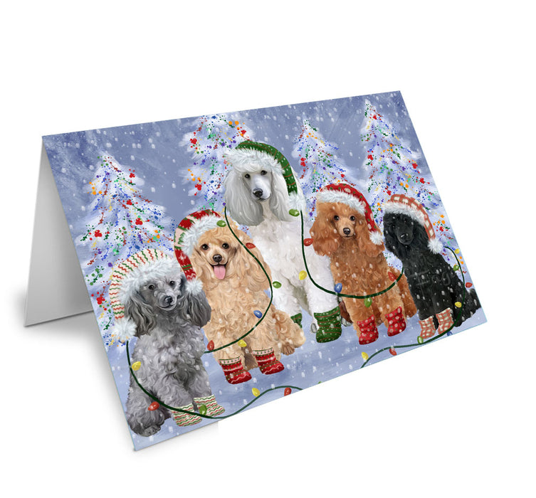Christmas Lights and Poodle Dogs Handmade Artwork Assorted Pets Greeting Cards and Note Cards with Envelopes for All Occasions and Holiday Seasons