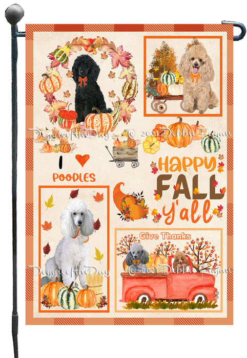 Happy Fall Y'all Pumpkin Poodle Dogs Garden Flags- Outdoor Double Sided Garden Yard Porch Lawn Spring Decorative Vertical Home Flags 12 1/2"w x 18"h