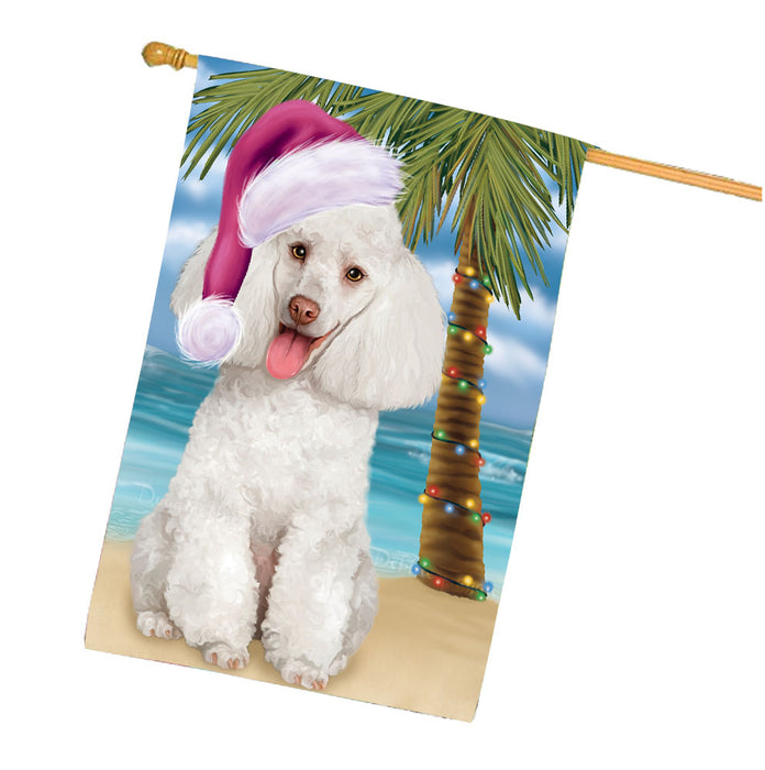 Christmas Summertime Beach Poodle Dog House Flag Outdoor Decorative Double Sided Pet Portrait Weather Resistant Premium Quality Animal Printed Home Decorative Flags 100% Polyester FLG68771