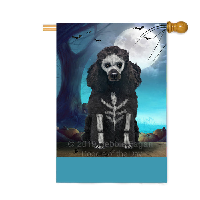 Personalized Happy Halloween Trick or Treat Poodle Dog Skeleton Custom House Flag FLG64228