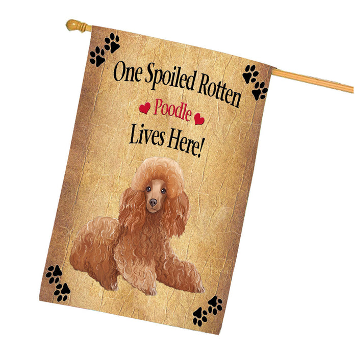 Spoiled Rotten Poodle Dog House Flag Outdoor Decorative Double Sided Pet Portrait Weather Resistant Premium Quality Animal Printed Home Decorative Flags 100% Polyester FLG68433