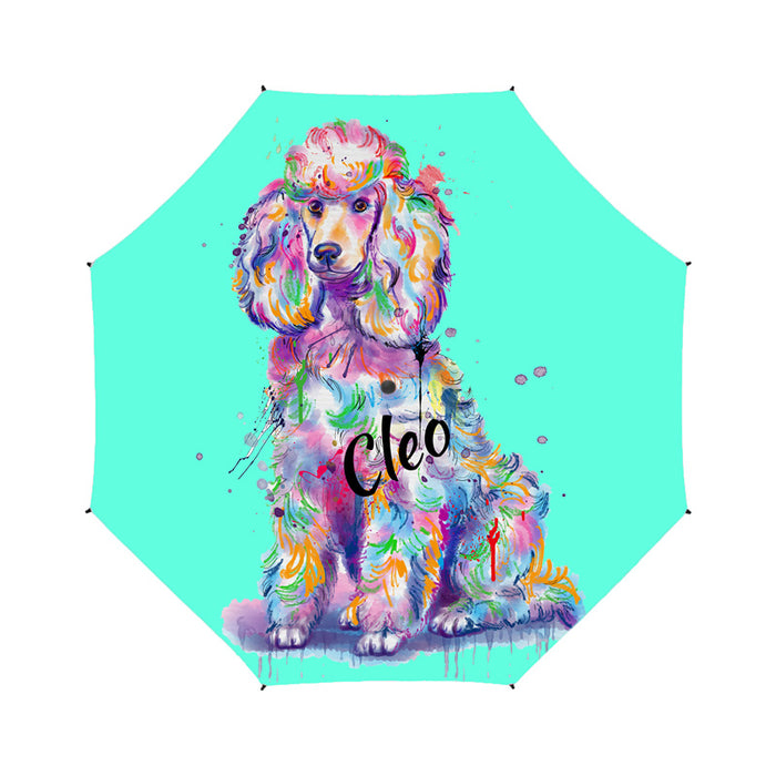 Custom Pet Name Personalized Watercolor Poodle DogSemi-Automatic Foldable Umbrella