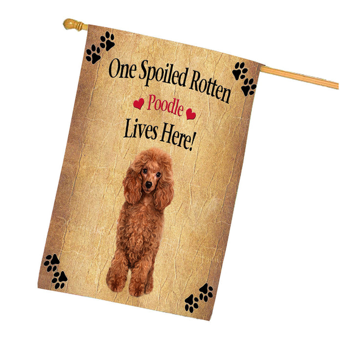 Spoiled Rotten Poodle Dog House Flag Outdoor Decorative Double Sided Pet Portrait Weather Resistant Premium Quality Animal Printed Home Decorative Flags 100% Polyester FLG68436