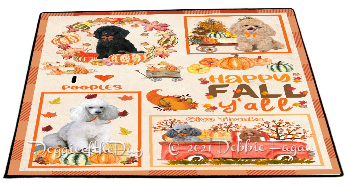 Happy Fall Y'all Pumpkin Poodle Dogs Indoor/Outdoor Welcome Floormat - Premium Quality Washable Anti-Slip Doormat Rug FLMS58711