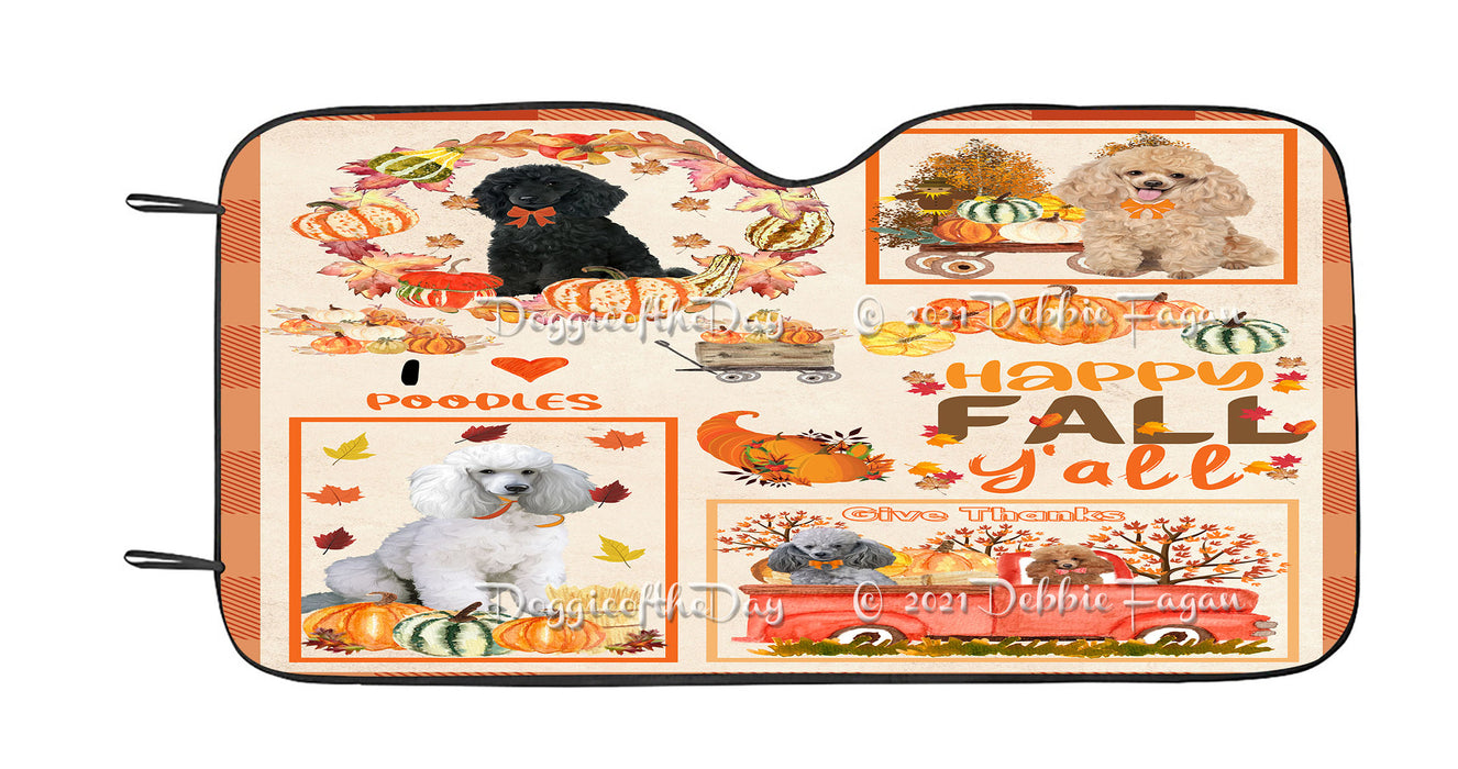 Happy Fall Y'all Pumpkin Poodle Dogs Car Sun Shade Cover Curtain