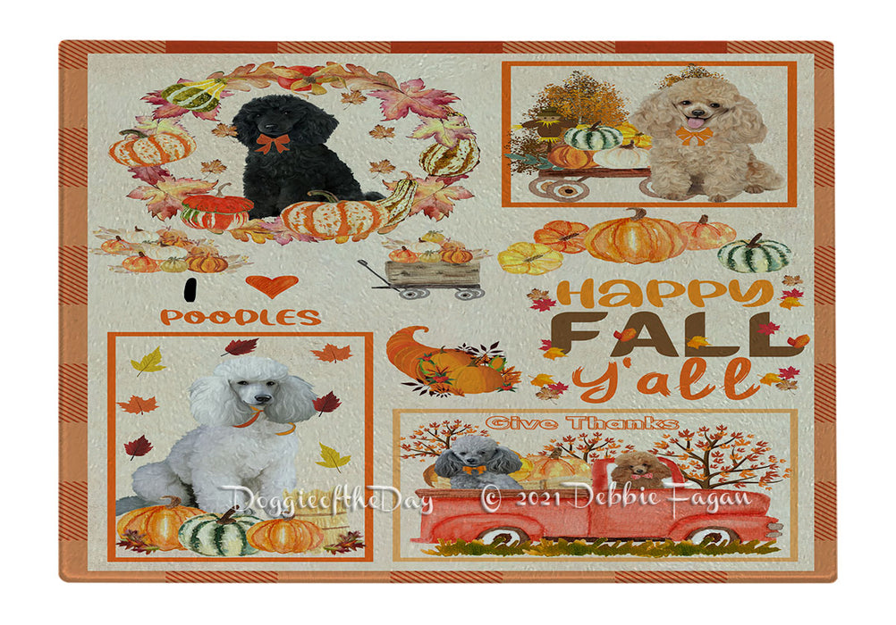 Happy Fall Y'all Pumpkin Poodle Dogs Cutting Board - Easy Grip Non-Slip Dishwasher Safe Chopping Board Vegetables C79960