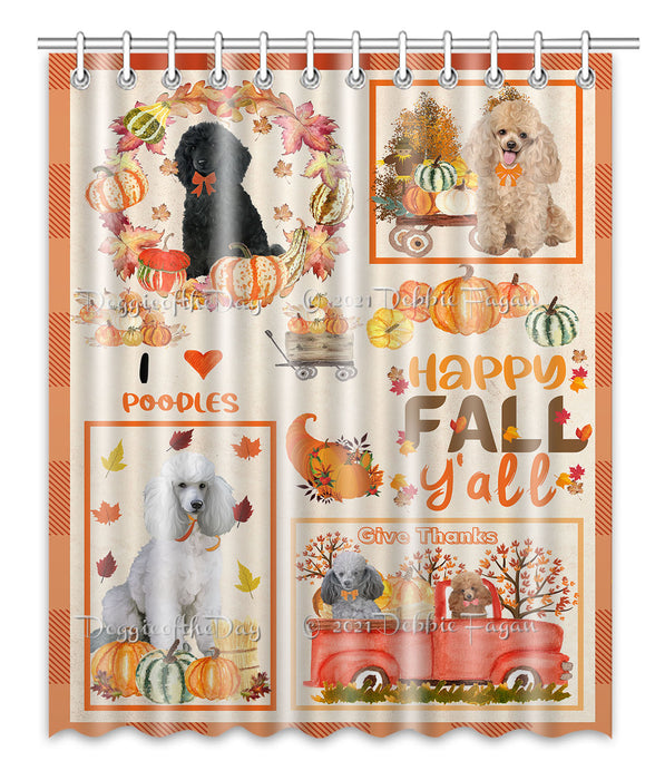 Happy Fall Y'all Pumpkin Poodle Dogs Shower Curtain Bathroom Accessories Decor Bath Tub Screens