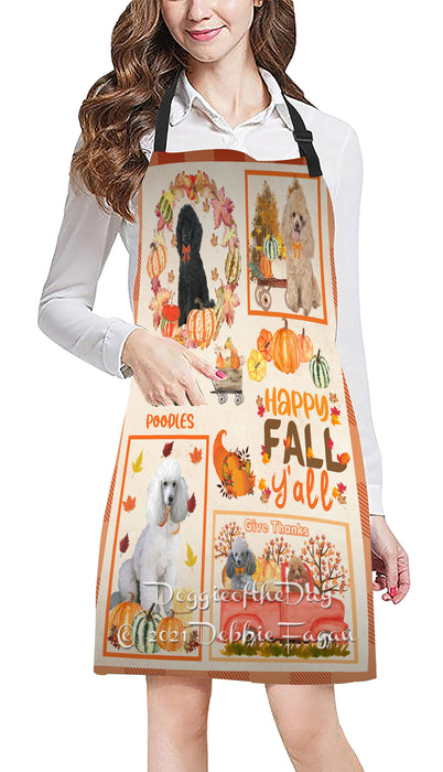 Happy Fall Y'all Pumpkin Poodle Dogs Cooking Kitchen Adjustable Apron Apron49237
