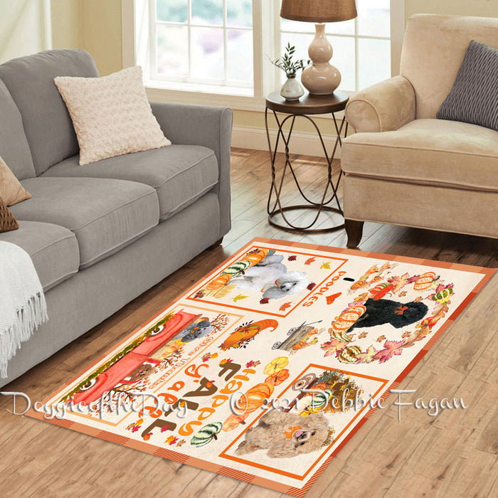 Happy Fall Y'all Pumpkin Poodle Dogs Polyester Living Room Carpet Area Rug ARUG67027