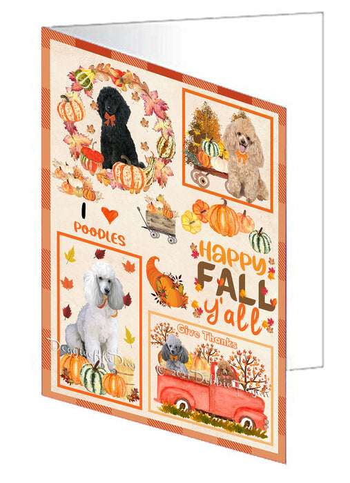 Happy Fall Y'all Pumpkin Poodle Dogs Handmade Artwork Assorted Pets Greeting Cards and Note Cards with Envelopes for All Occasions and Holiday Seasons GCD77084