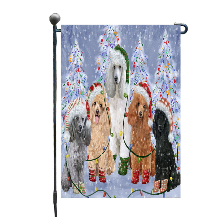 Christmas Lights and Poodle Dogs Garden Flags- Outdoor Double Sided Garden Yard Porch Lawn Spring Decorative Vertical Home Flags 12 1/2"w x 18"h