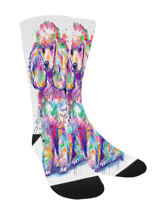 Watercolor Poodle Dog Women's Casual Socks