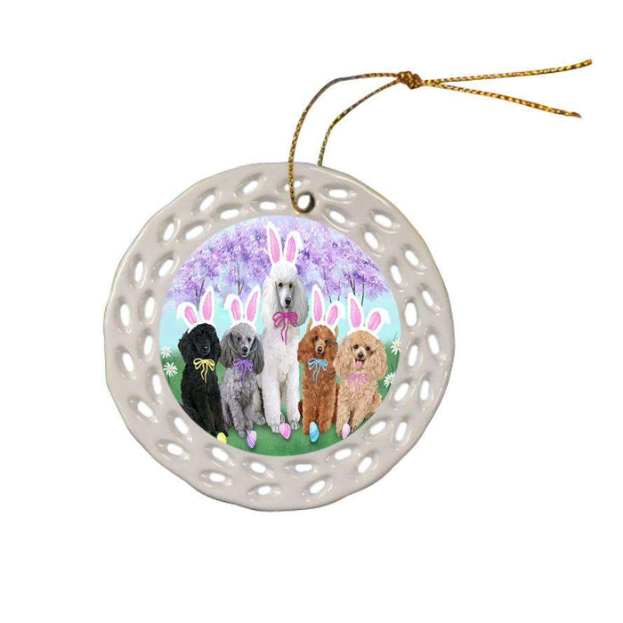 Poodles Dog Easter Holiday Ceramic Doily Ornament DPOR49217