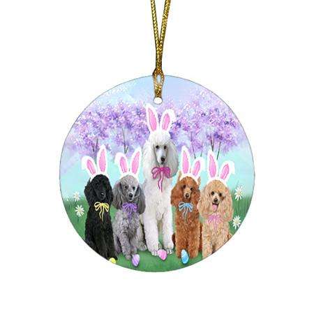 Poodles Dog Easter Holiday Round Flat Christmas Ornament RFPOR49208