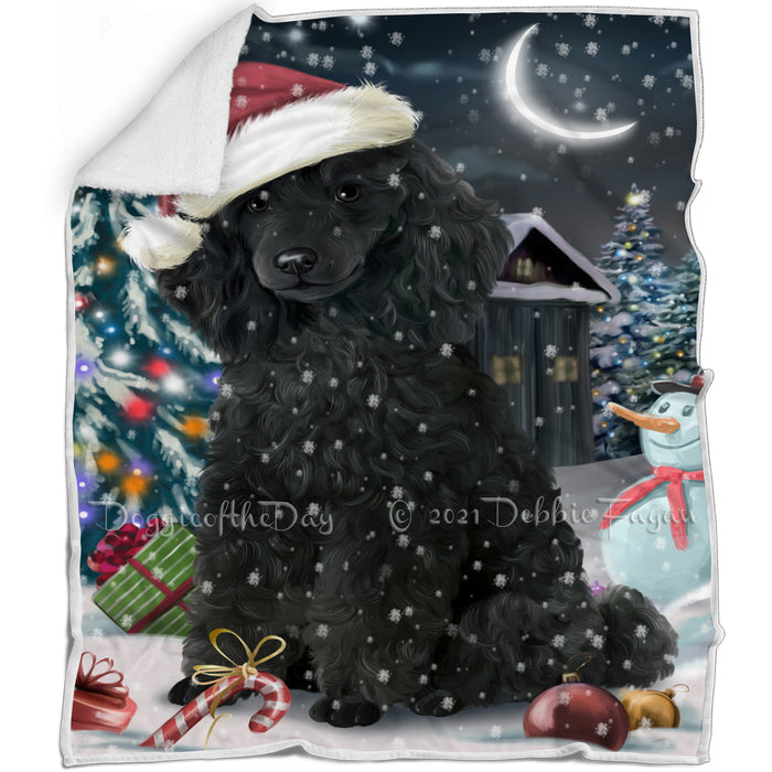 Have a Holly Jolly Christmas Poodles Dog in Holiday Background Blanket D111
