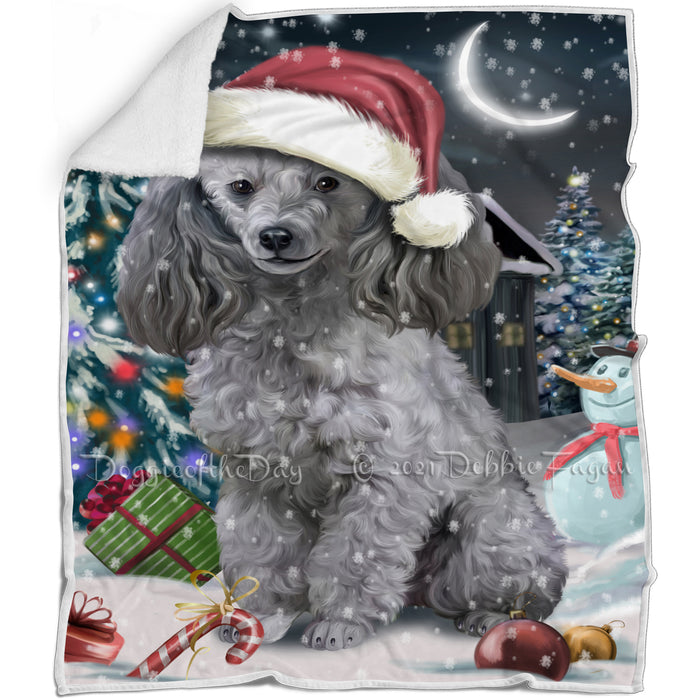 Have a Holly Jolly Christmas Poodles Dog in Holiday Background Blanket D112