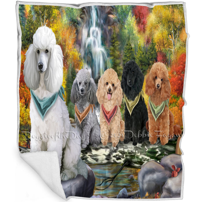 Scenic Waterfall Poodles Dog Blanket BLNKT60888