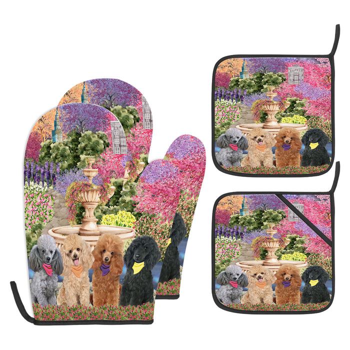 Poodle Oven Mitts and Pot Holder Set: Kitchen Gloves for Cooking with Potholders, Custom, Personalized, Explore a Variety of Designs, Dog Lovers Gift