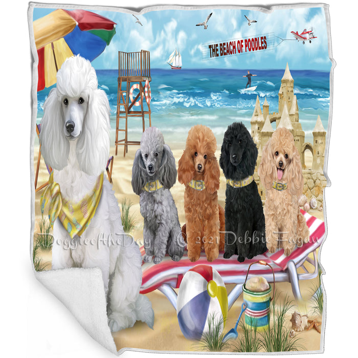 Pet Friendly Beach Poodles Dog Blanket BLNKT53067