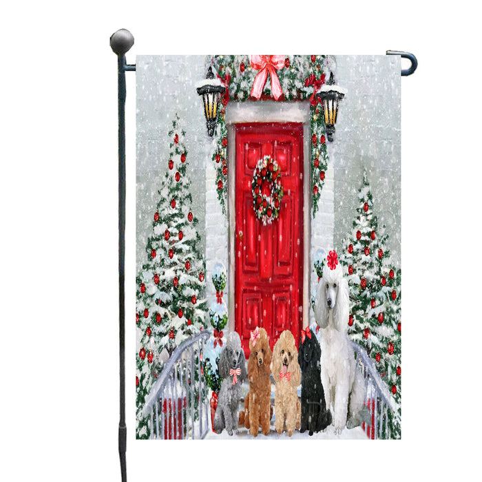Christmas Holiday Welcome Poodle Dogs Garden Flags- Outdoor Double Sided Garden Yard Porch Lawn Spring Decorative Vertical Home Flags 12 1/2"w x 18"h